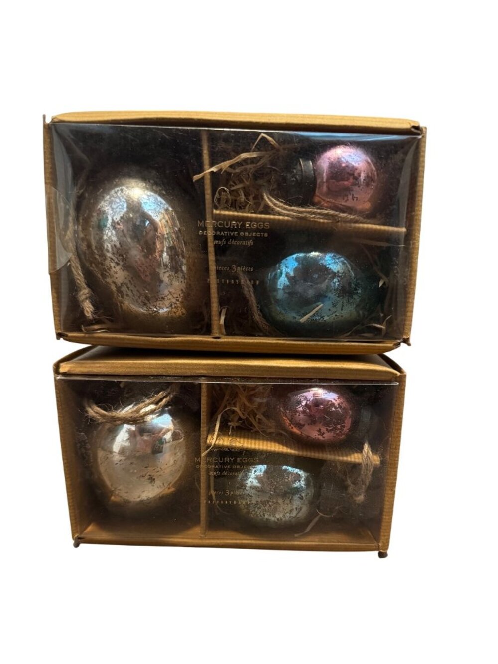 Mercury Glass Decorative Egg Set Of 3 By Pottery Barn In Gift Box Easter eggs